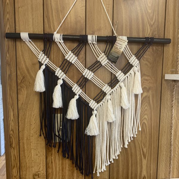 Navy and White Macrame Wall Hanging