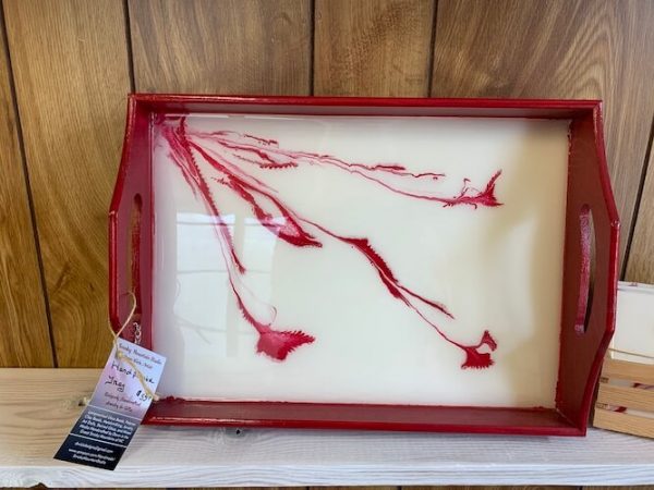 Red and White Acrylic Pour Tray